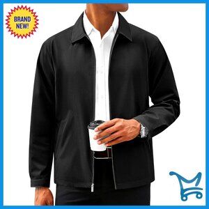 Men's Lightweight Windbreaker Full Zip Jacket with Pockets Business Casual